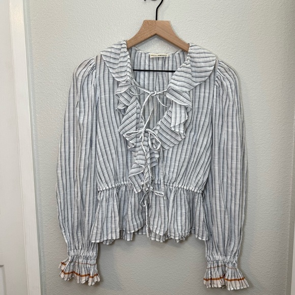 ULLA JOHNSON Kalila Blouse in Cloud Size 2 - Picture 5 of 11